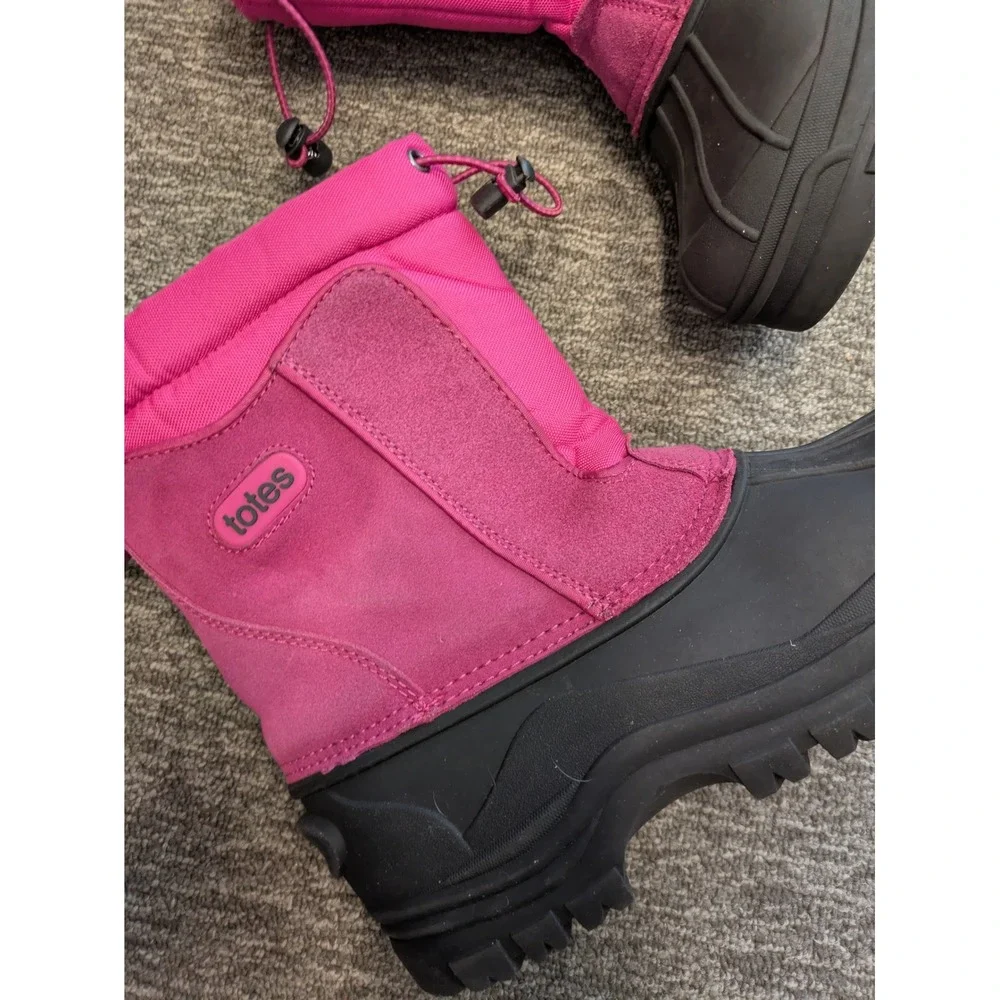Totes Snow Boots Kid's Size 5 Pink‎ Black Waterproof Insulated